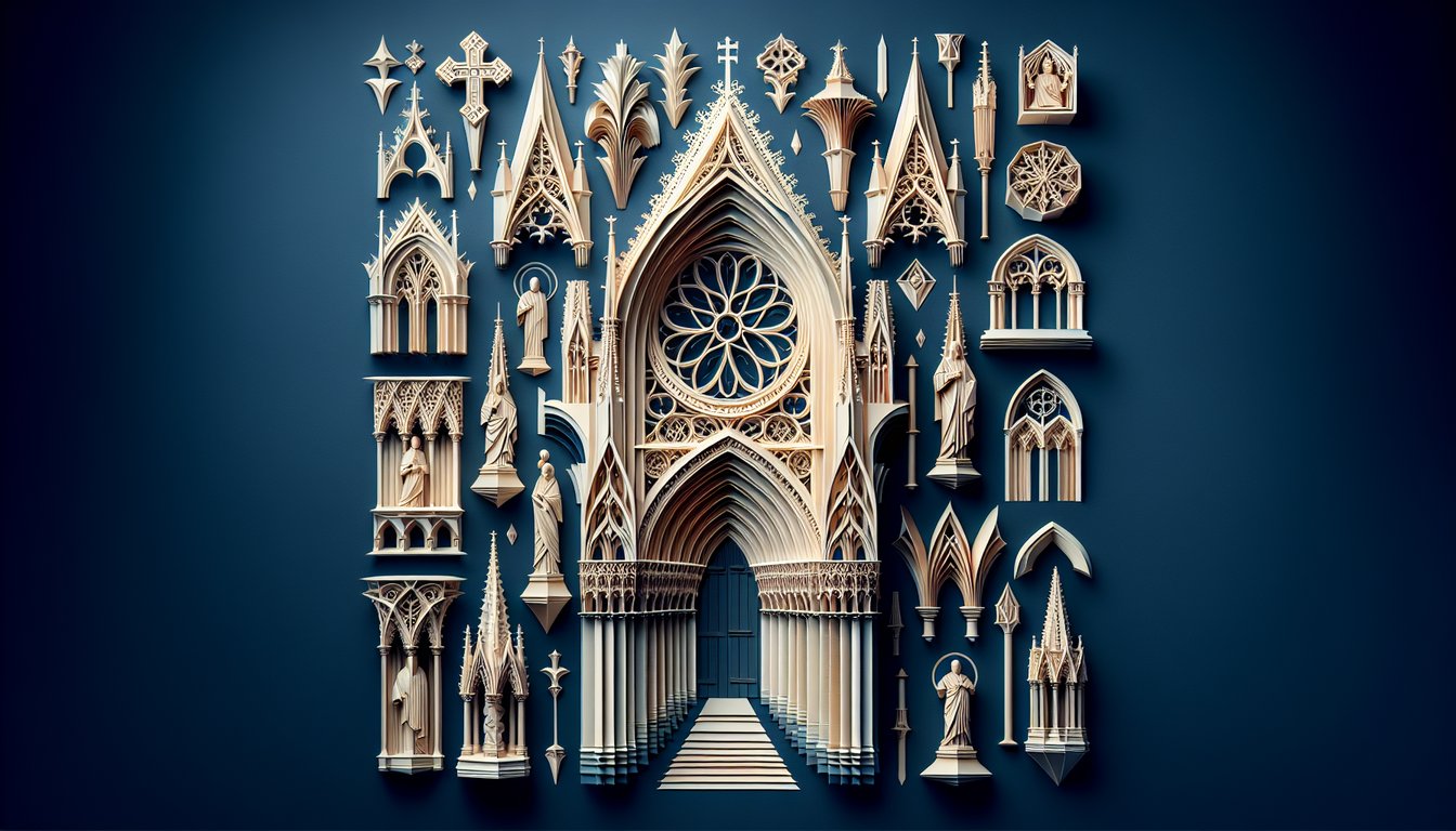 Paper art depicting a trivia quiz about Gothic Art Unleashed for high school students