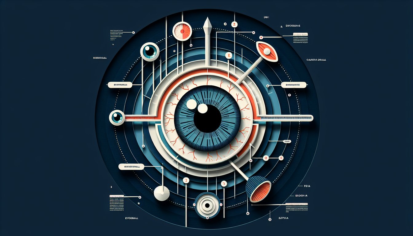 Paper art depicting trivia quiz about the Eyeball Diagram Drill for high school biology students.