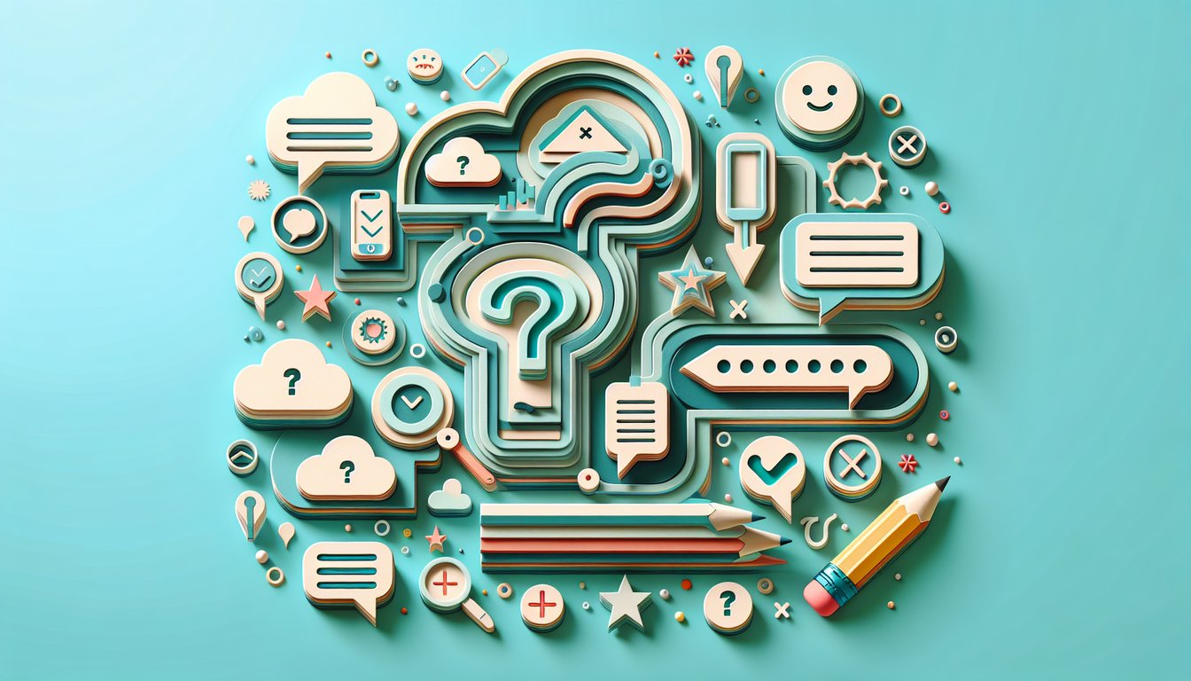 Paper art illustration for Get to Know Me Quiz on a teal background