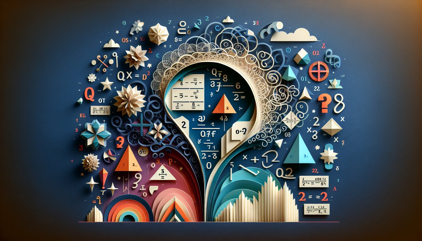 Paper art promoting Double Section Showdown, a math practice quiz for high school students.