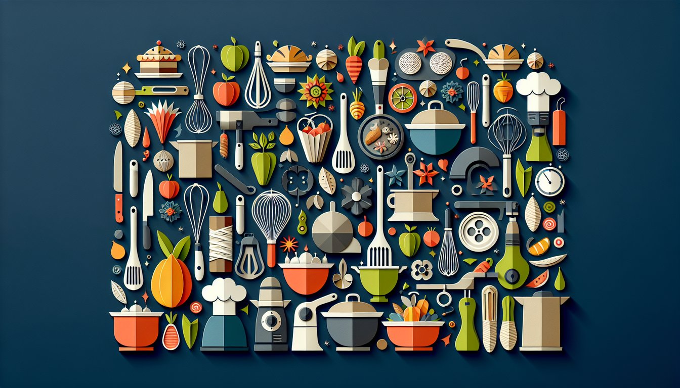 Colorful paper art depicting elements related to a Culinary Training Assessment Quiz.