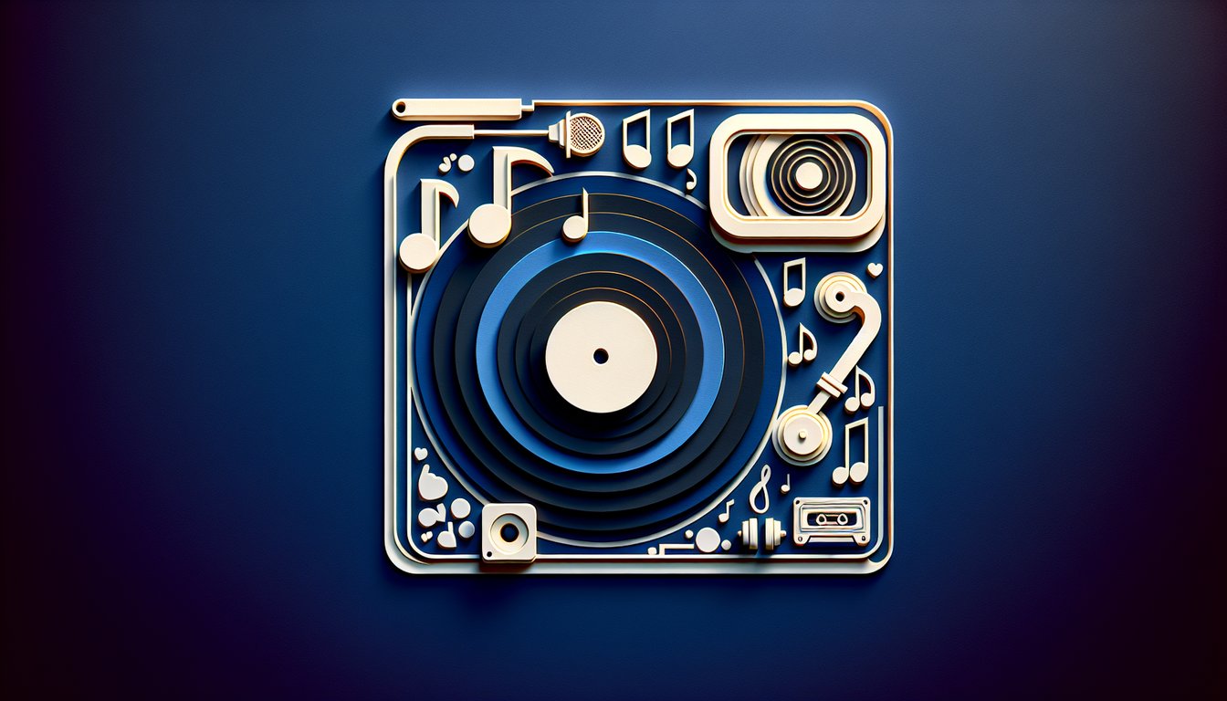 Paper art illustration for father-daughter songs quiz on a dark blue background