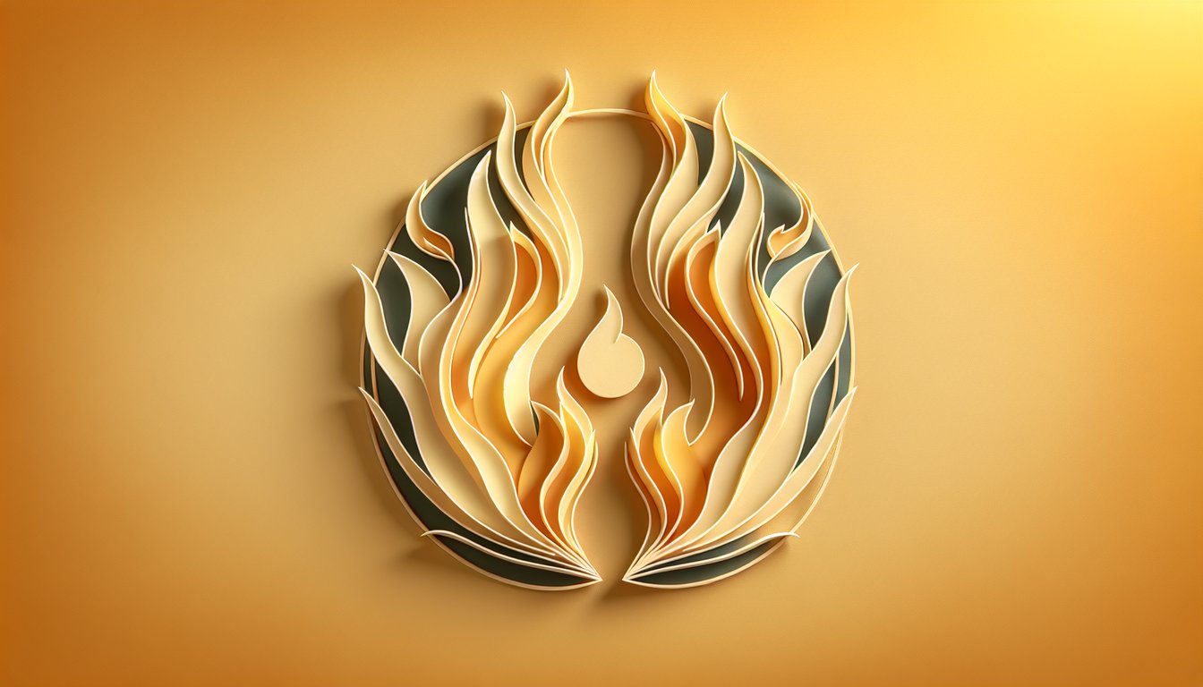 Paper art of two entwined flames above Is He My Twin Flame quiz title on golden yellow background