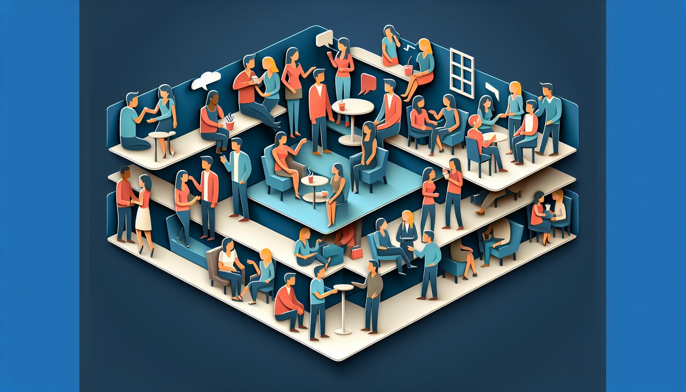 Paper art illustration for social awkwardness quiz on dark blue background