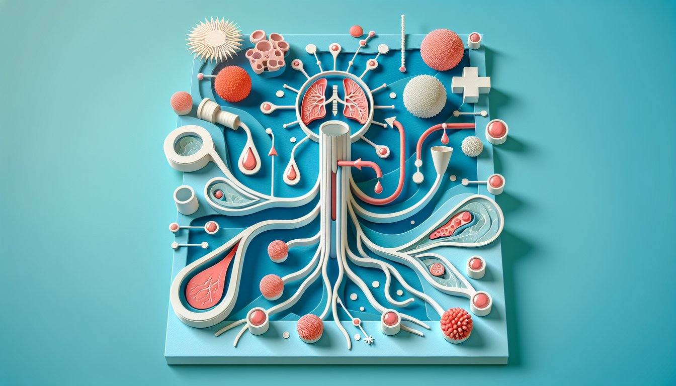 paper art illustration of lymph nodes ducts thymus immune cells on sky blue background for lymphatic system quiz challenge