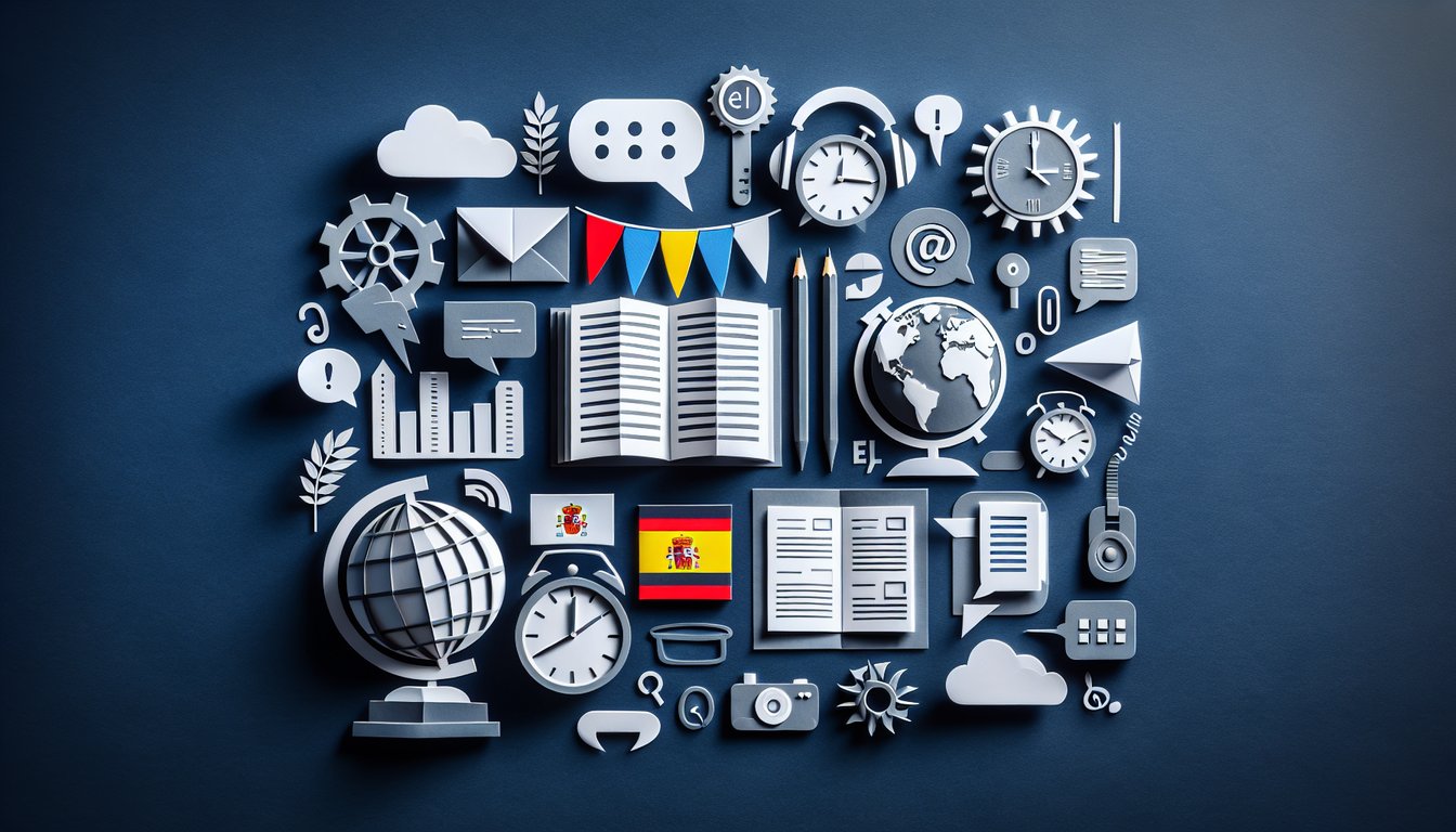 Colorful paper art promoting the Hola Greetings Challenge, a Spanish language learning quiz.
