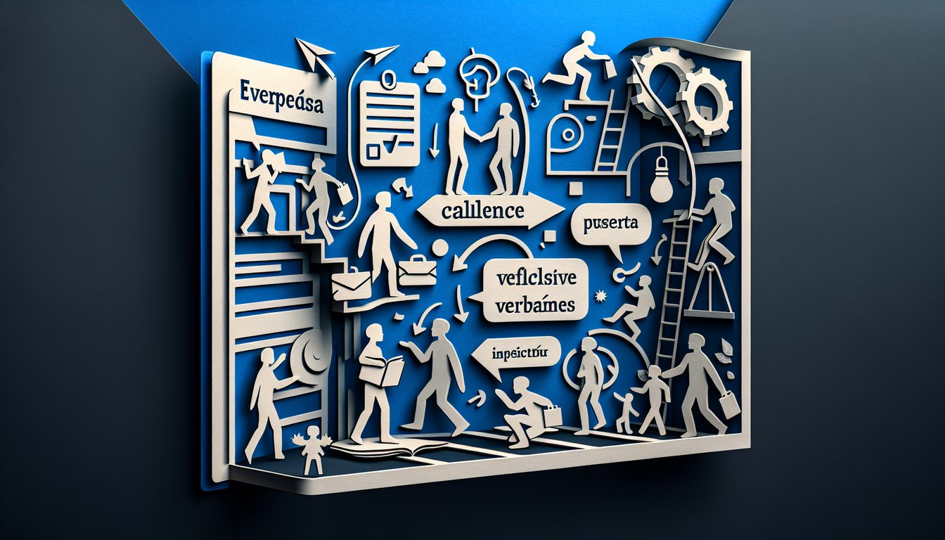 Paper art illustration of Spanish reflexive verb quiz Ponerse present tense prompts on dark blue background.
