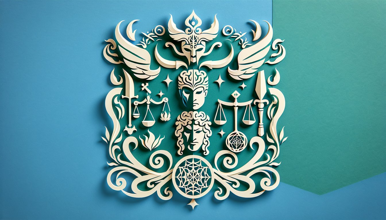 Paper art illustration for Baahubali personality quiz on a teal background.