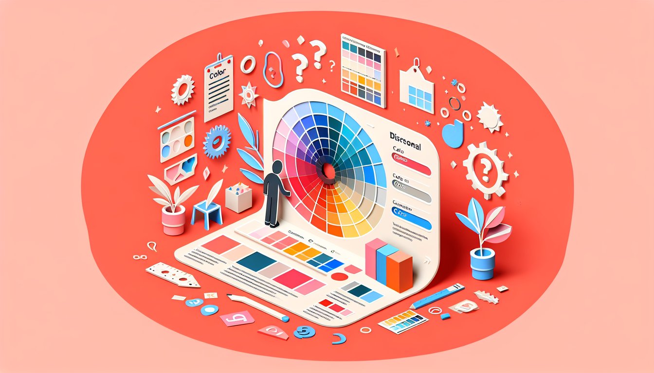 Paper art illustration of layered color shapes on coral background for a quiz to discover your perfect palette