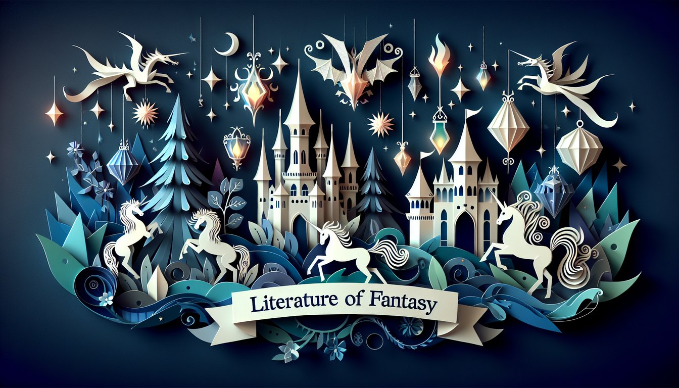 3D voxel art showcasing Literature of Fantasy course material
