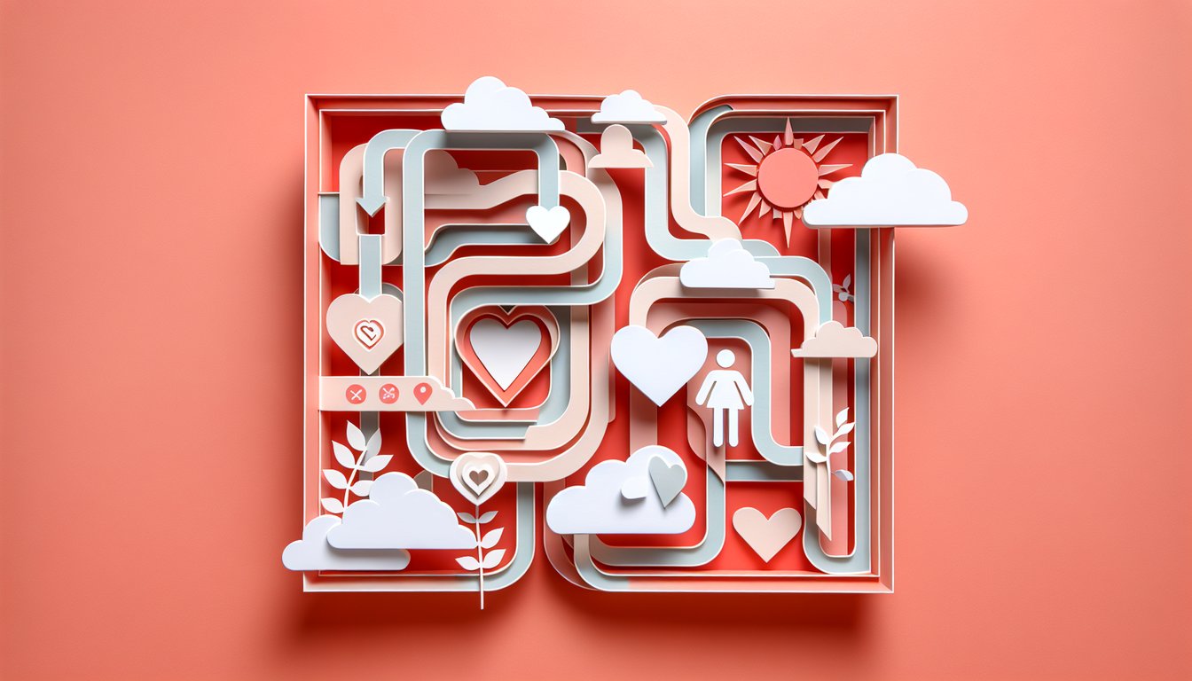Paper art illustration for Do I Have Daddy Issues quiz on a coral background