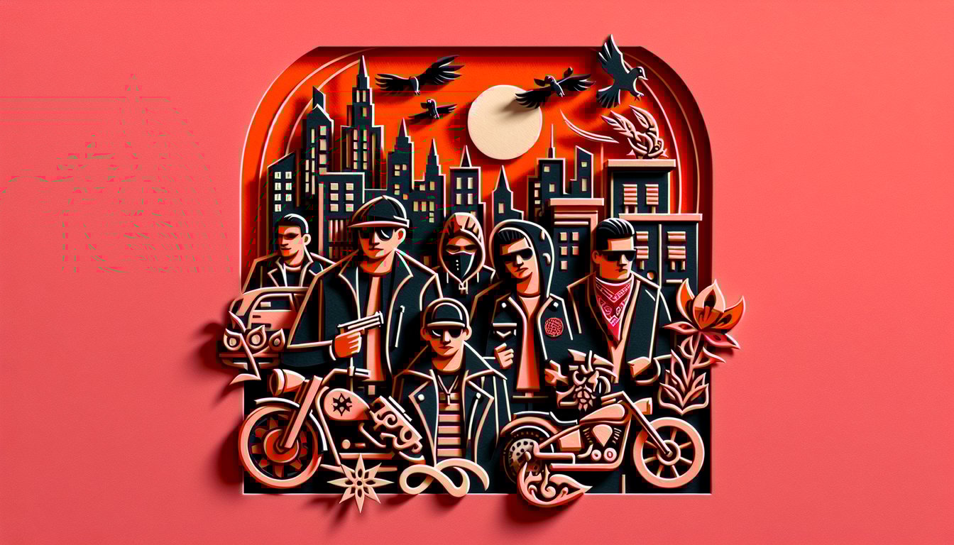 Paper art illustration of Tokyo Revengers characters on coral background for quiz to discover your true delinquent persona
