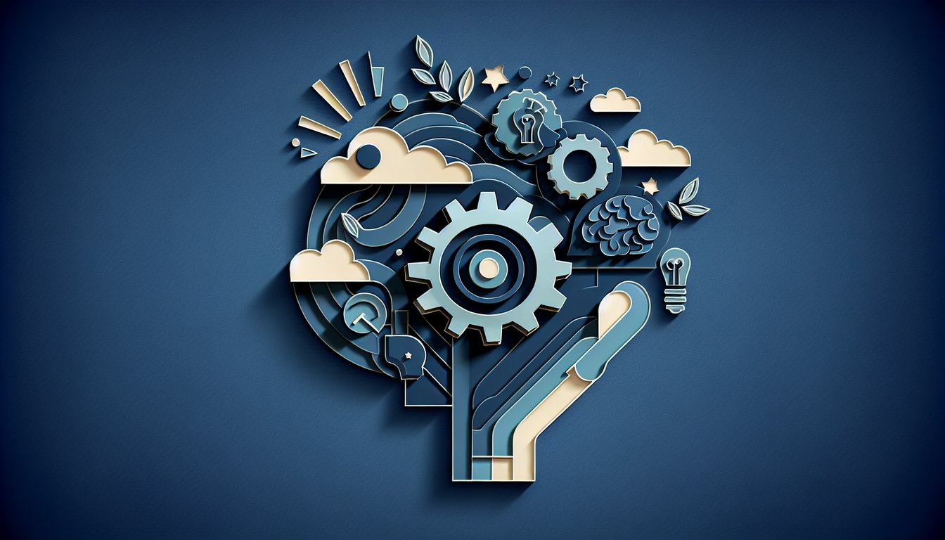 Paper art illustration for vocabulary IQ test quiz on dark blue background