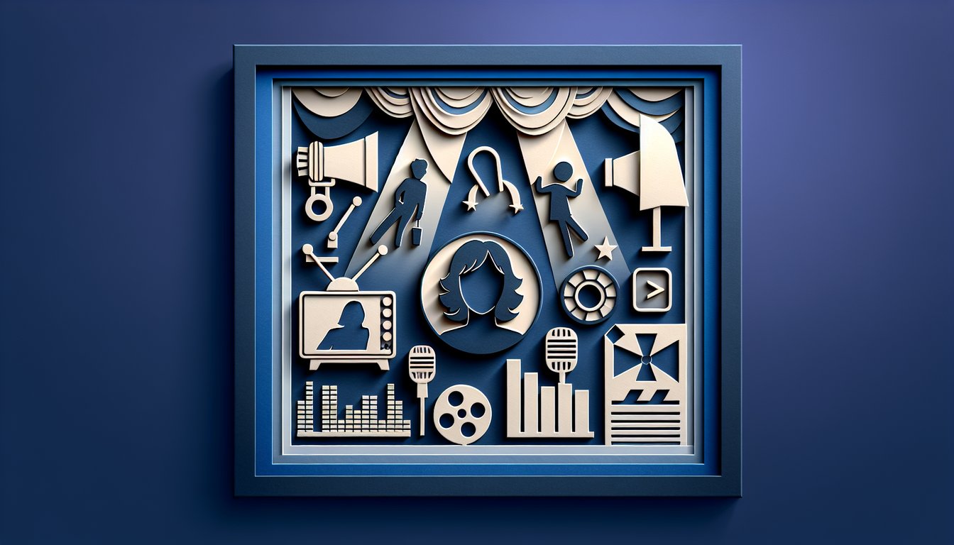 Paper art illustration for free Miranda Hart knowledge quiz on a dark blue background