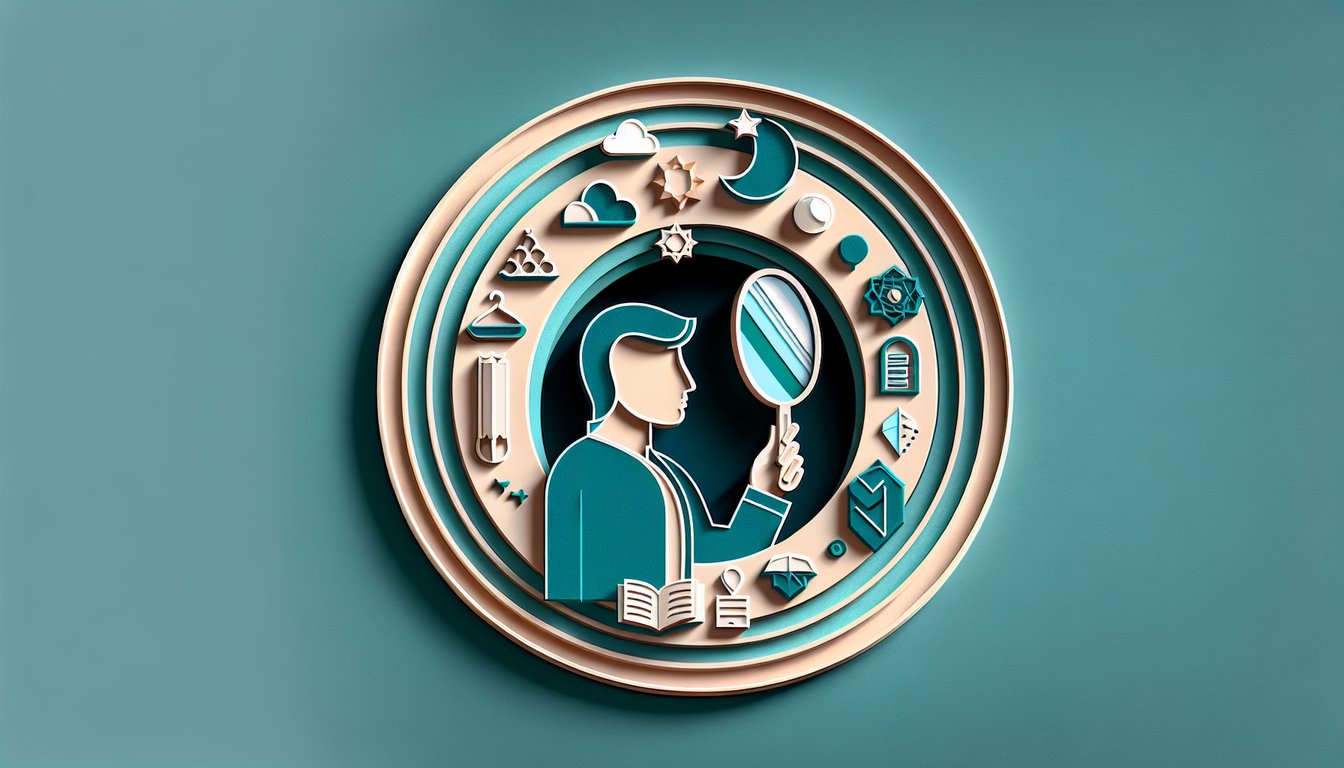 Paper art illustration of couple and floating puzzle pieces on teal background symbolizing husband narcissist quiz