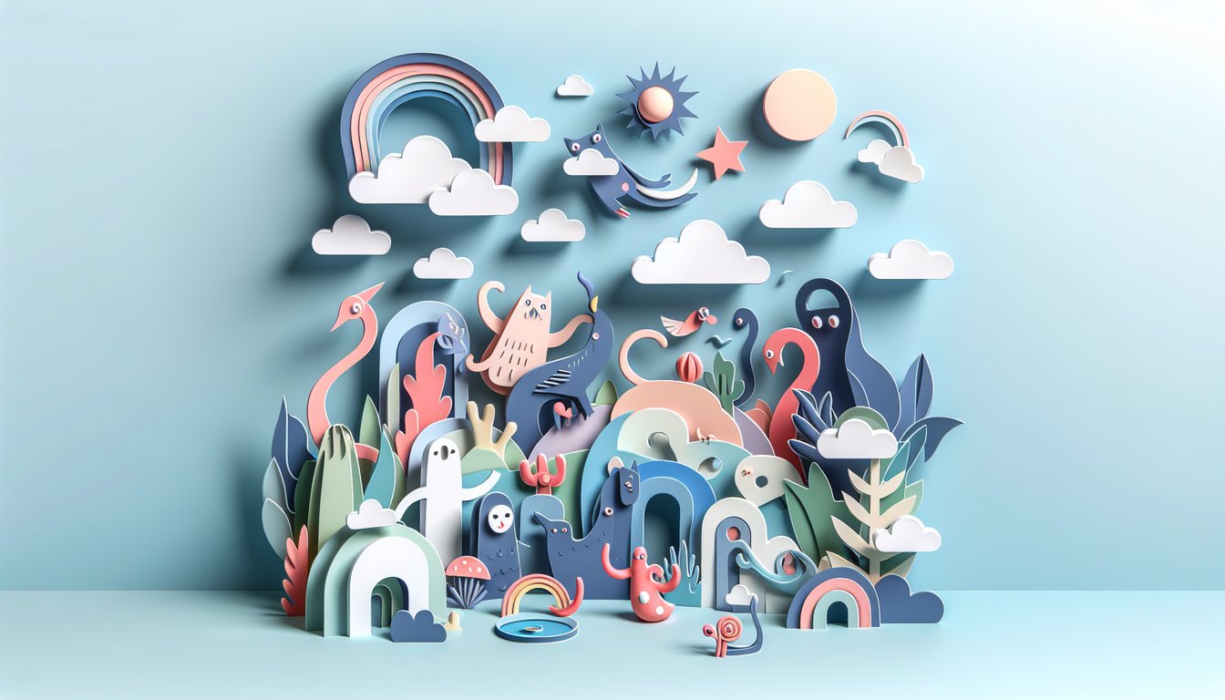 Paper art illustration for quiz to discover your Miraculous Kwami based on personality on sky blue background