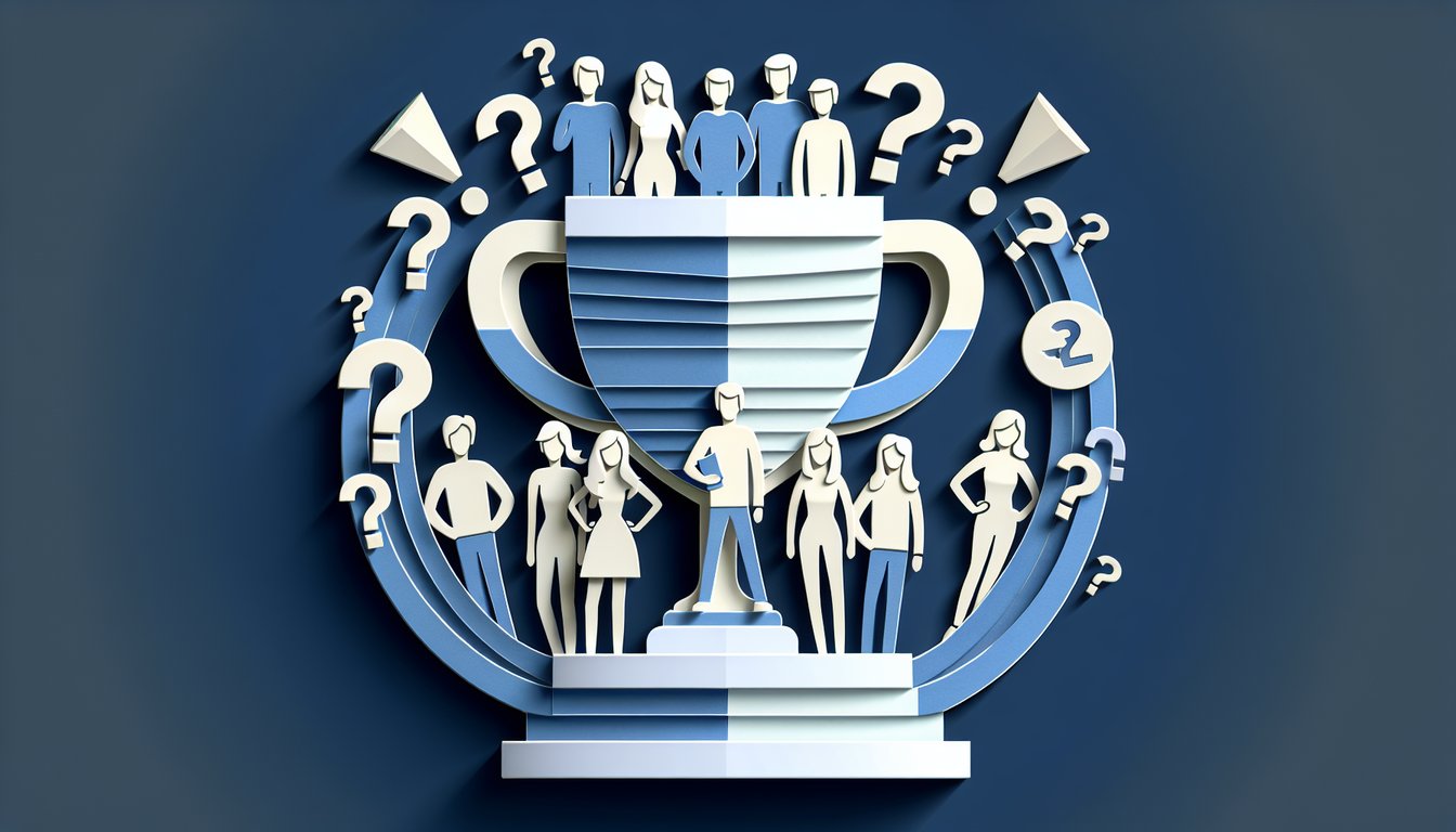 Paper art illustration for friends quiz challenge on a dark blue background