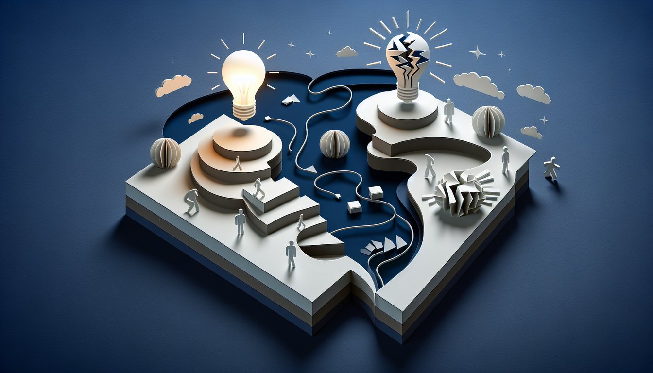 Paper art illustration for smartness challenge quiz on a dark blue background