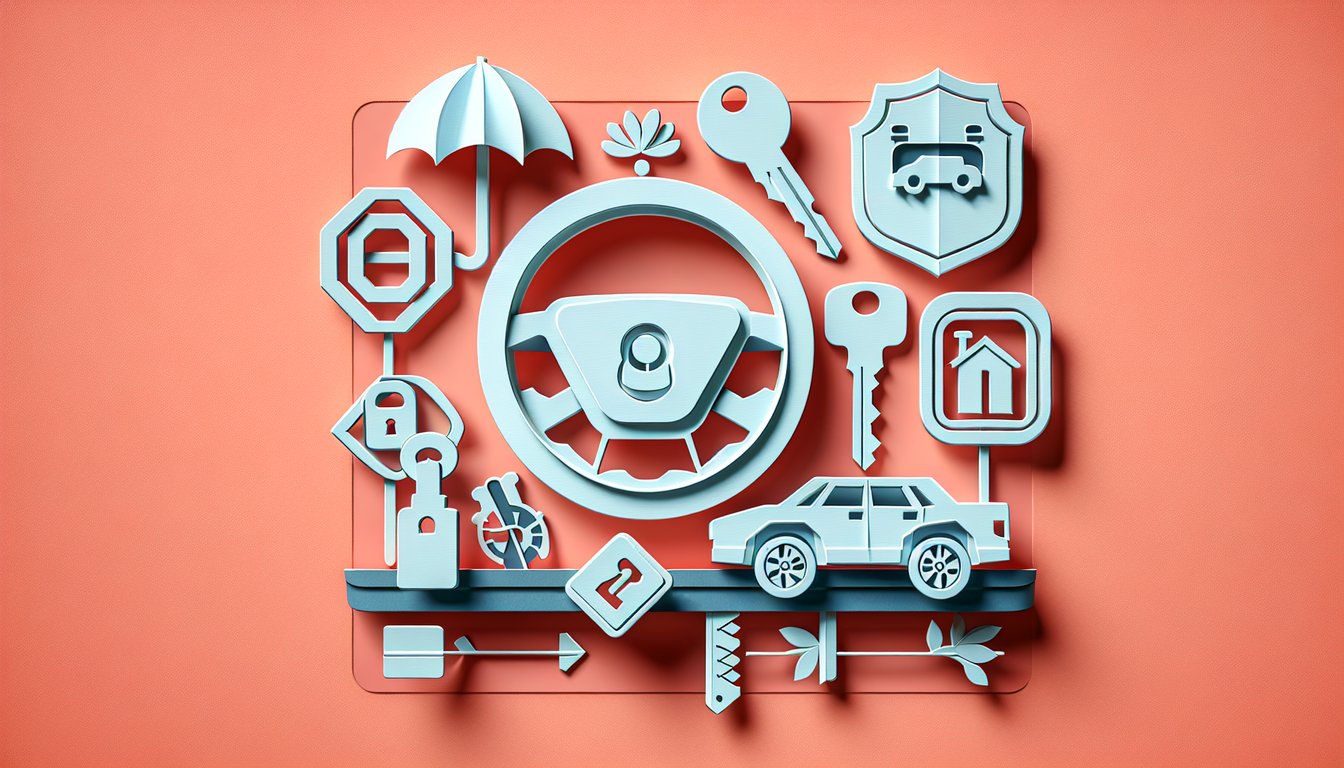Paper art illustration for a Smith Driving 5 Keys knowledge quiz on a coral background