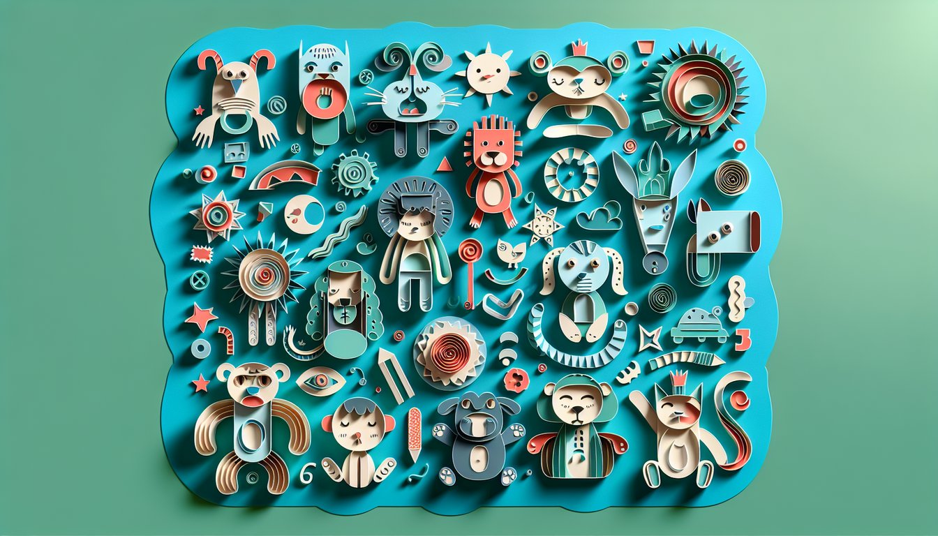 Colorful paper art illustration for Beanie Boo personality quiz on a teal background