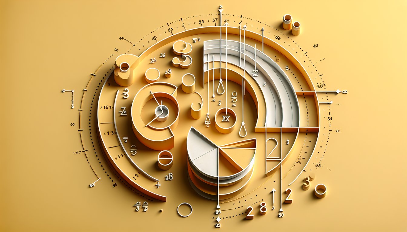 Paper art showing fraction bars numbers symbols on golden yellow background for adding subtracting ordering fractions quiz