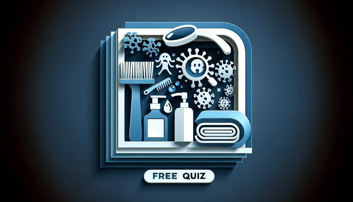 Paper art illustration for a germaphobe quiz revealing cleanliness level on a dark blue background.