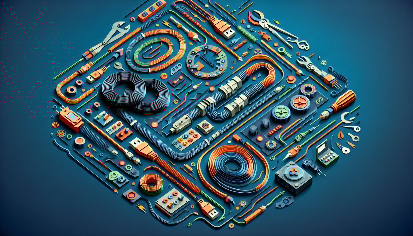 Colorful paper art promoting a quiz on Electrical Grounding and Cabling Best Practices