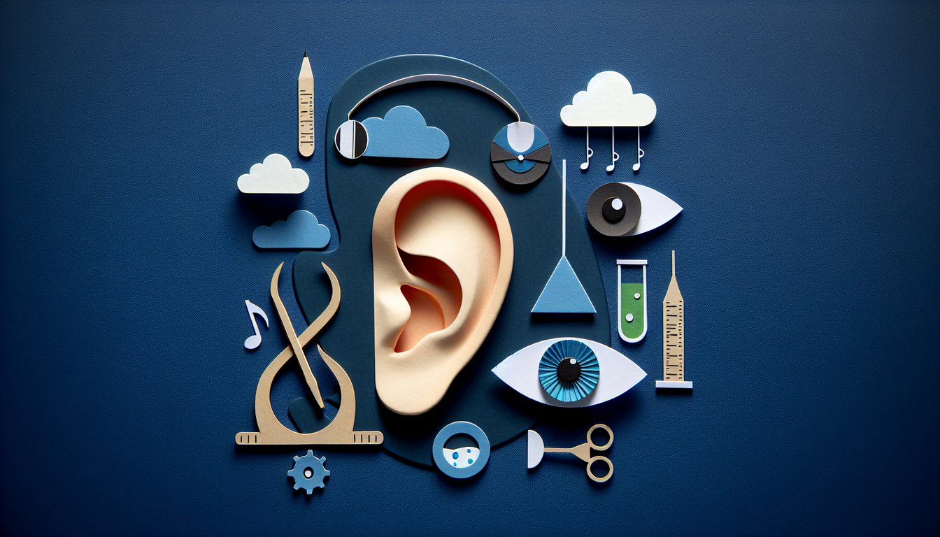 Paper art depicting Ear  Eye Challenge quiz for middle school science students