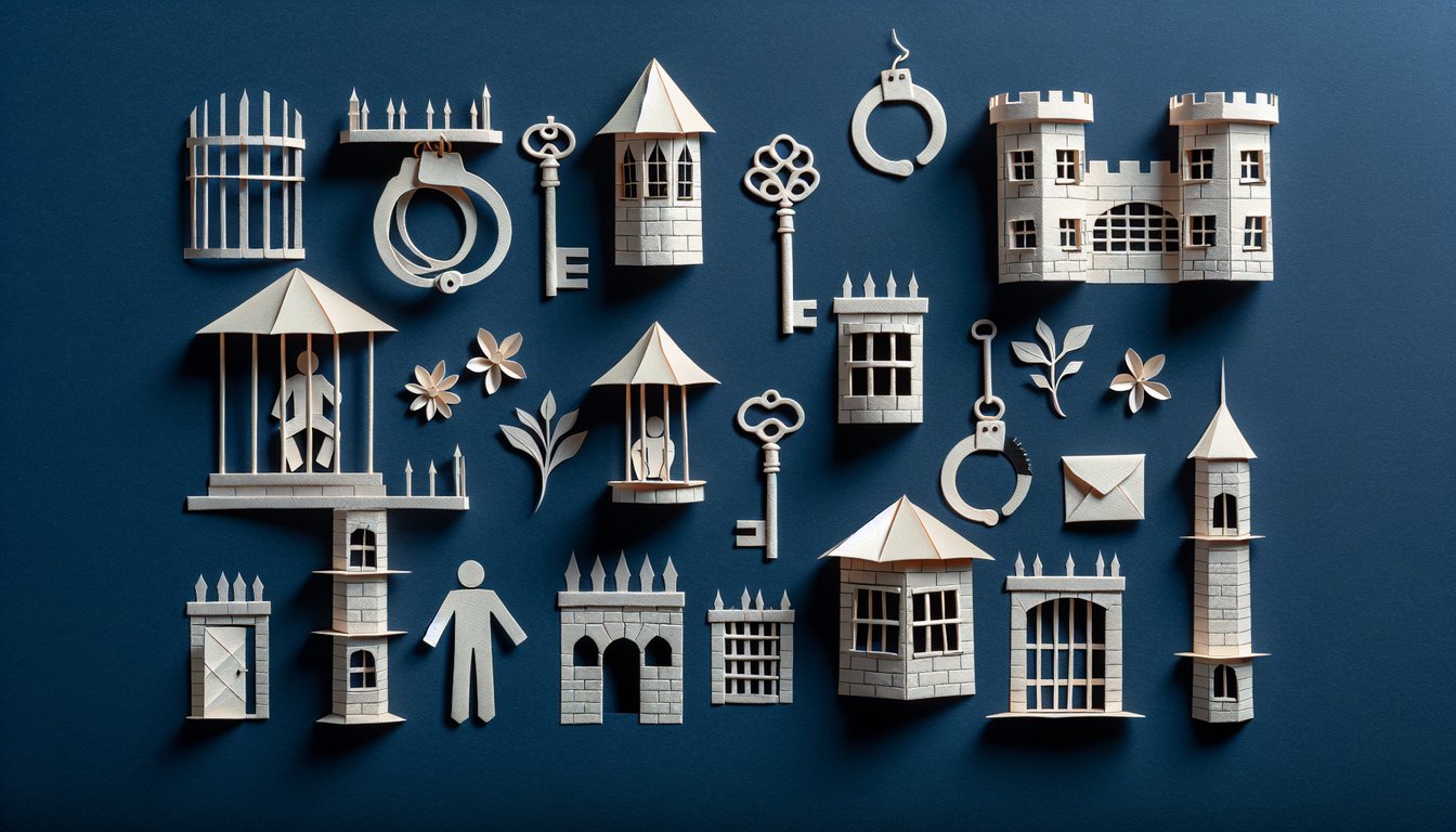 3D voxel art illustrating the History of the Prison course content