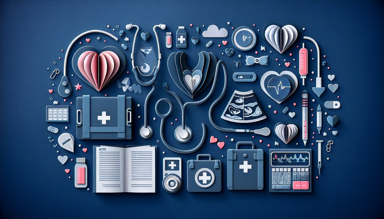Colorful paper art depicting a quiz on Maternal-Fetal Medicine Knowledge Assessment.