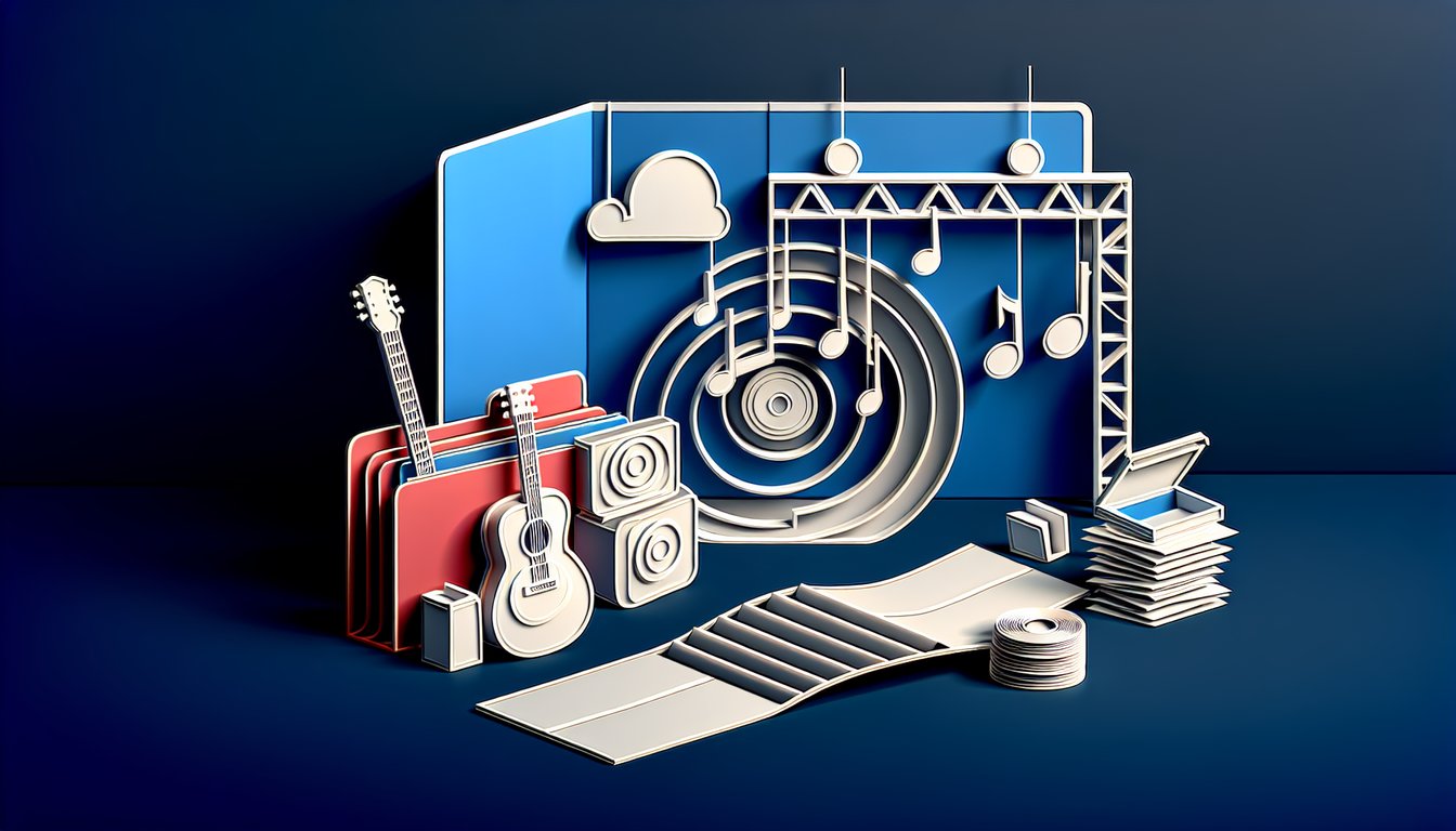 Paper art illustration for Taylor Swift quiz shows layered albums lyrics notes and star icons on dark blue background.