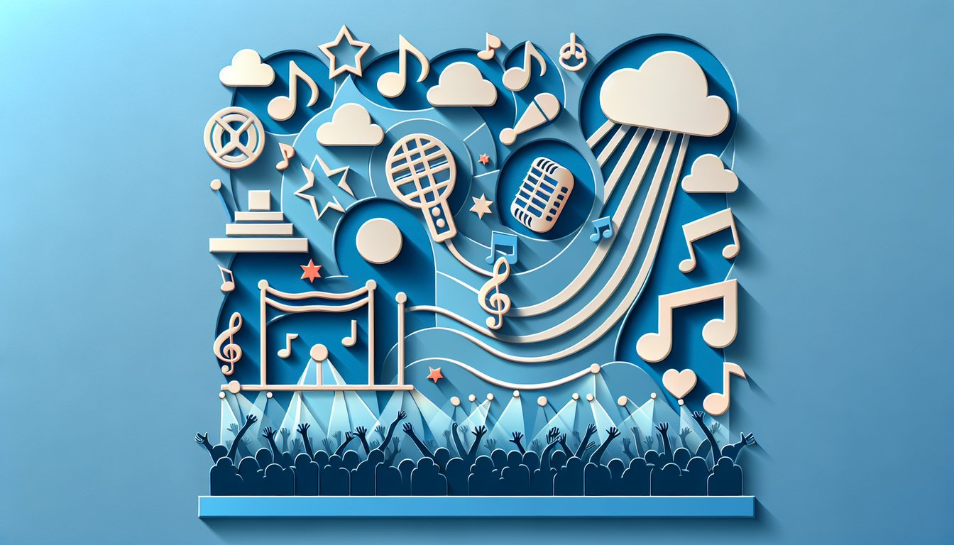 Paper art illustration for Miley Cyrus real name quiz on sky blue background