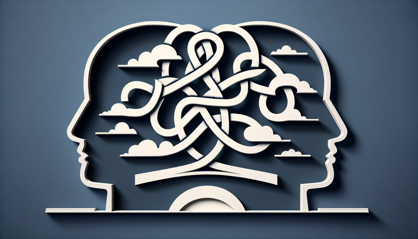 Paper art illustration for a personality quiz on understanding wifes frustration on a dark blue background