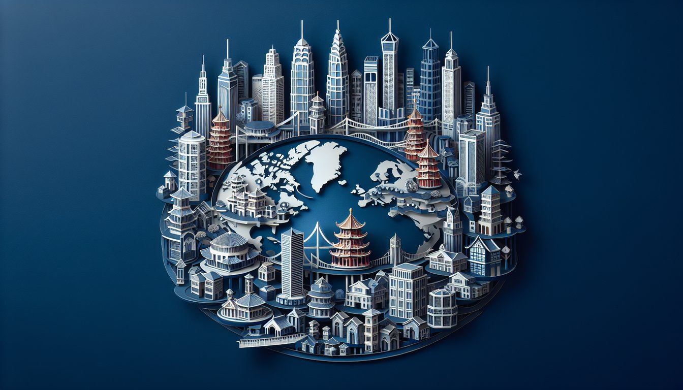 3D voxel art showcasing the concept of Cities in a Global Perspective course