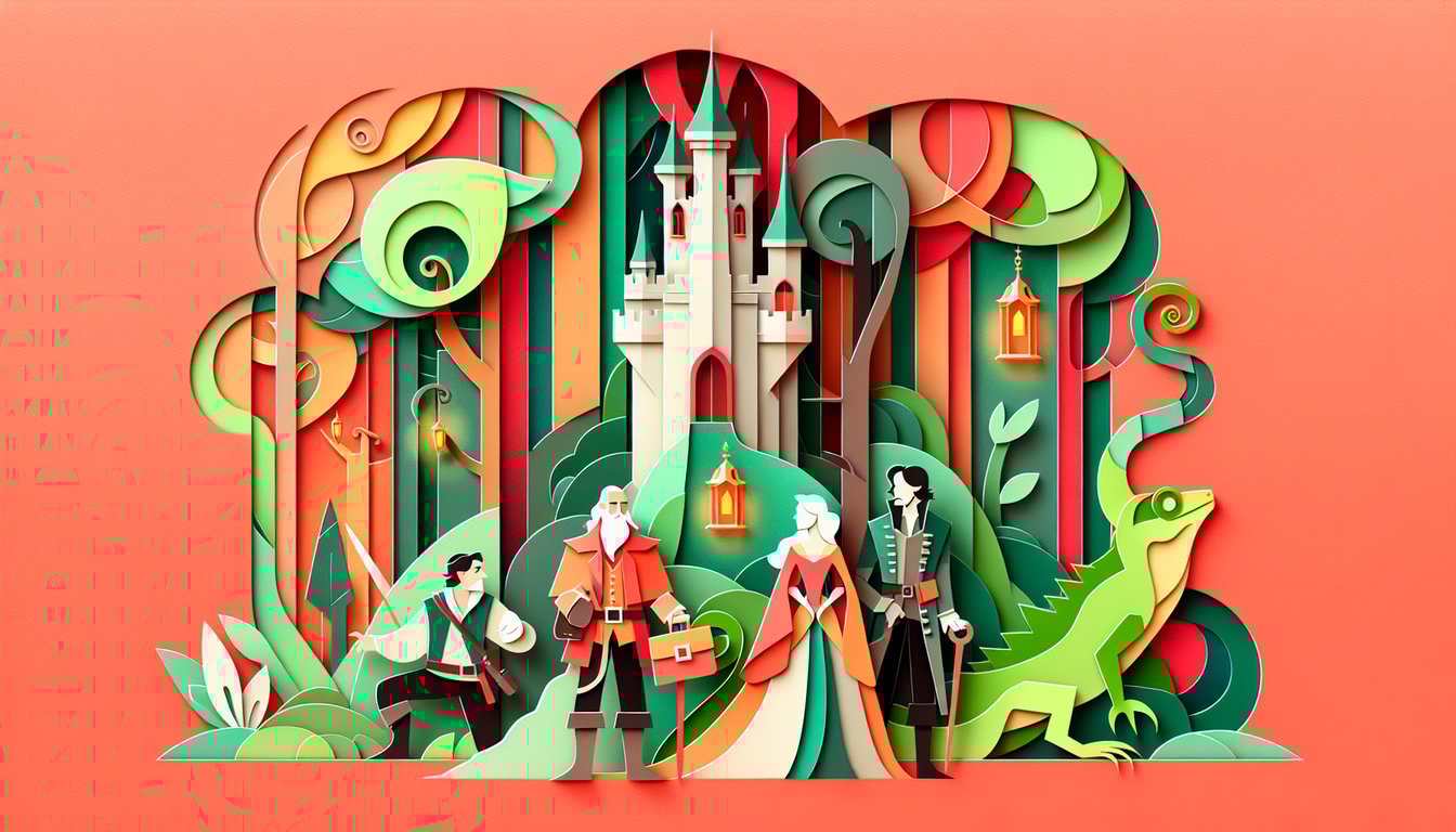 paper art Tangled quiz banner featuring Rapunzel Flynn Pascal on coral background