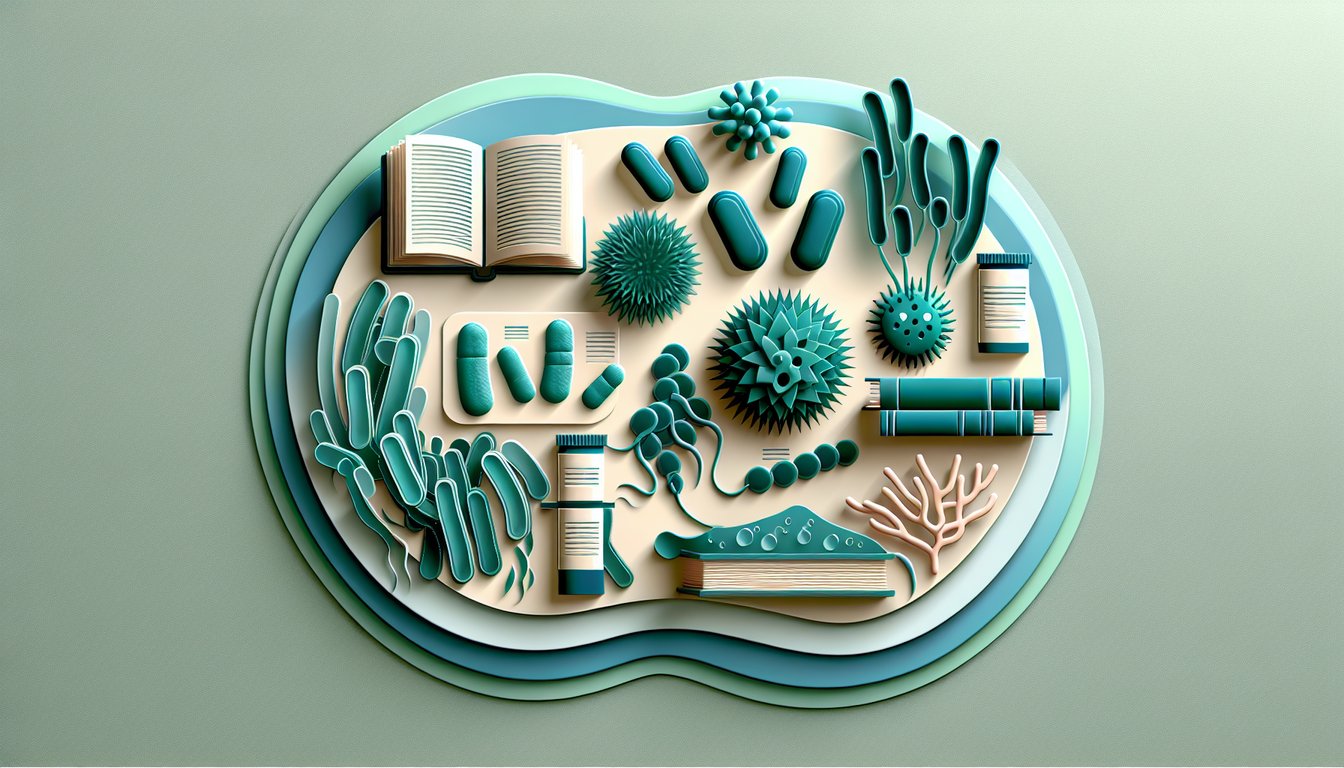 Paper art illustration showing bacteria shapes and quiz lettering on teal background inviting microbial growth challenge