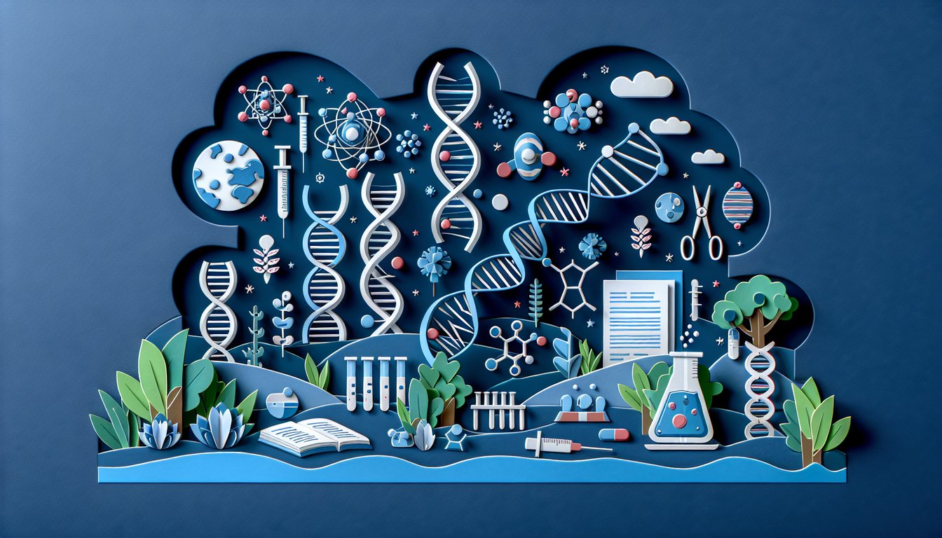 Paper art illustrating a trivia quiz for high school biology students on DNA unit concepts