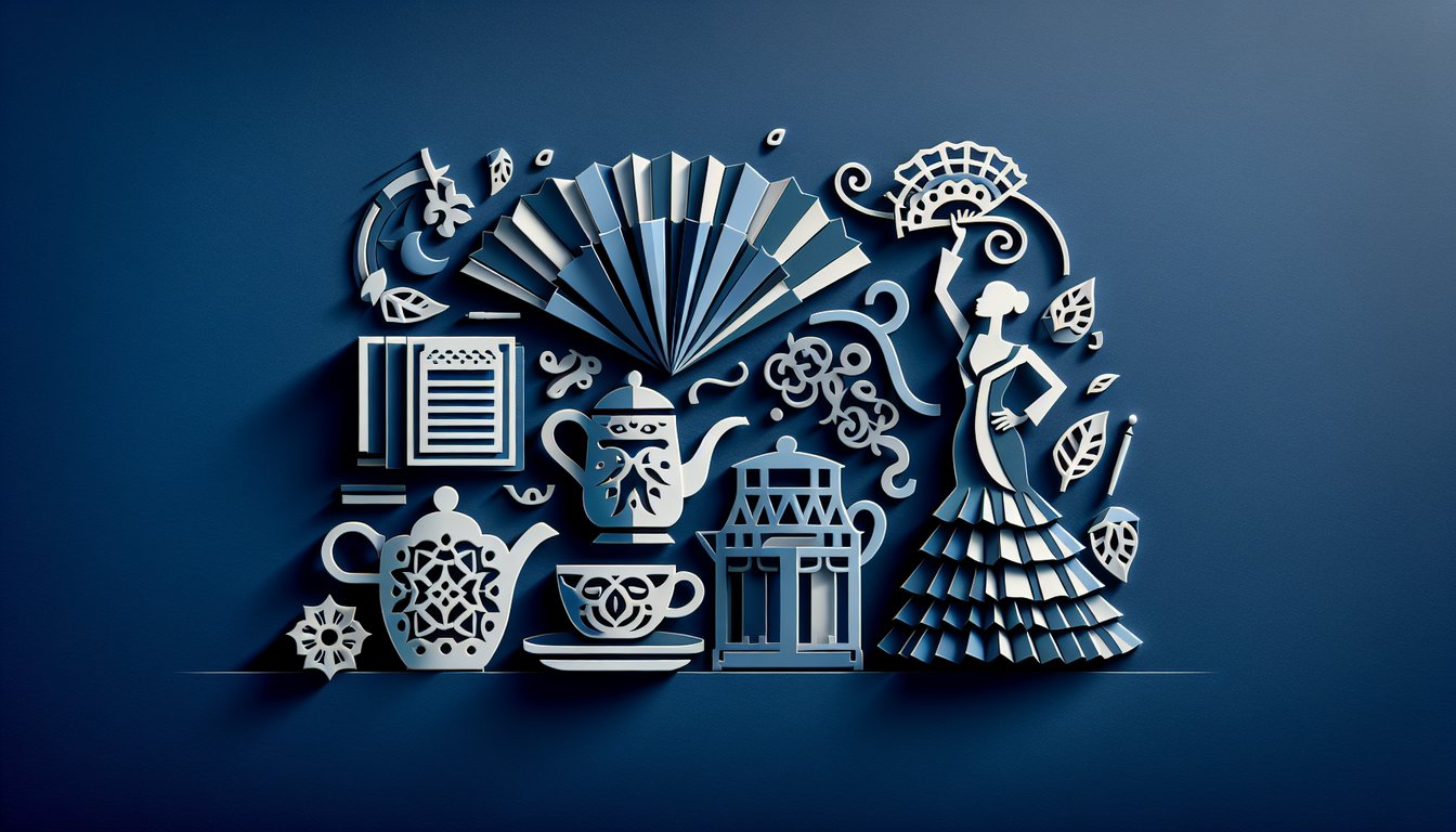 Paper art illustration for a Spanish to English translation quiz on a dark blue background