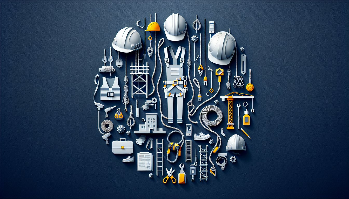 Colorful paper art depicting a quiz on Fall Protection Knowledge Test