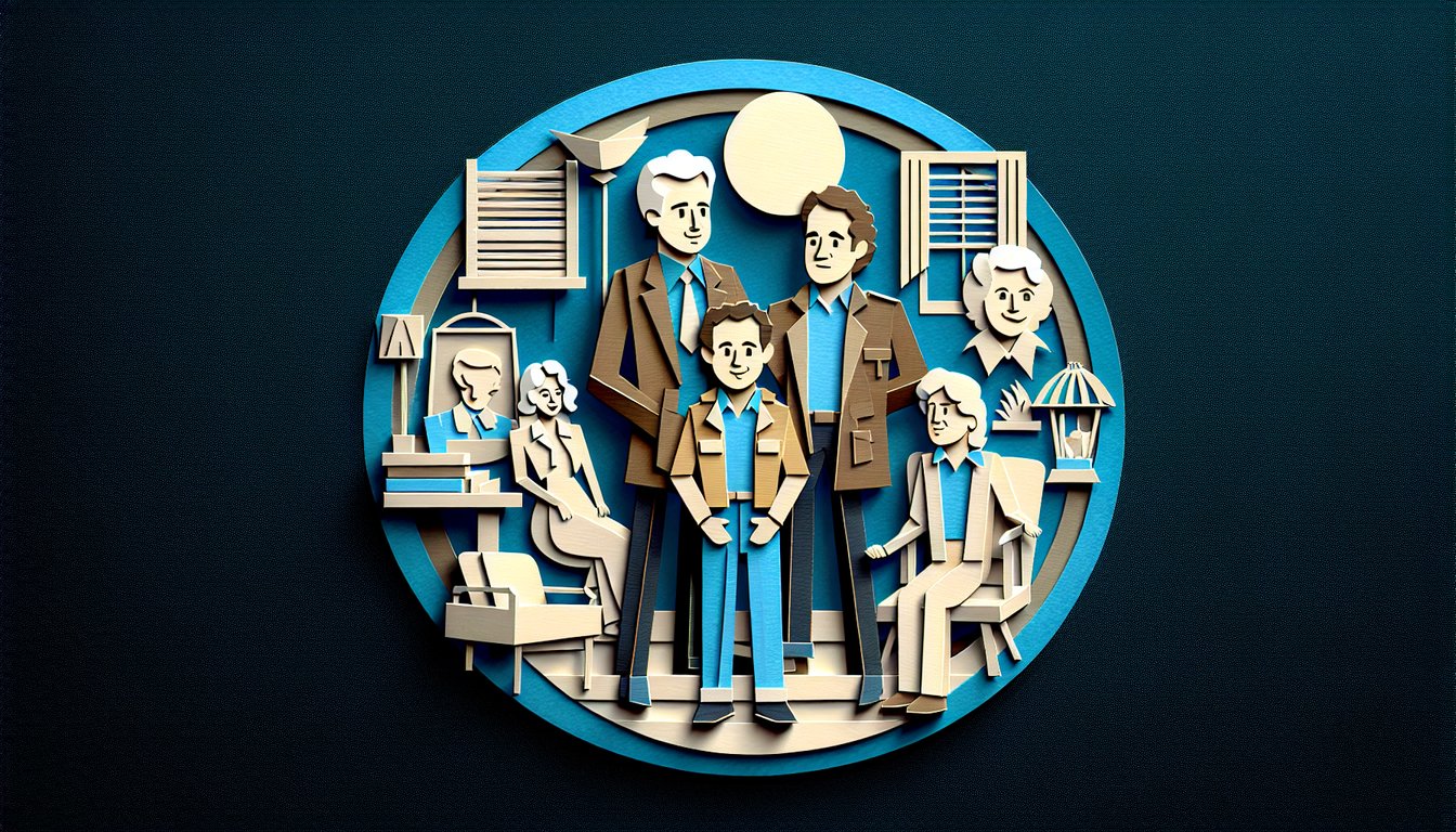 Paper art illustration on dark blue background quiz graphic testing Boy Meets World persona Cory Topanga Shawn and more