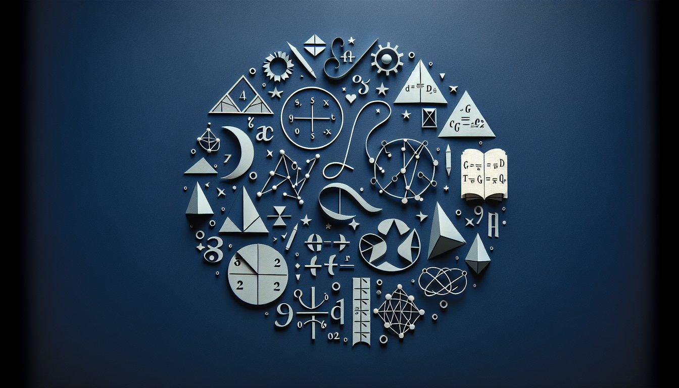 Paper art illustrating a trivia quiz for high school math students to assess their mastery of Topics 1-8.