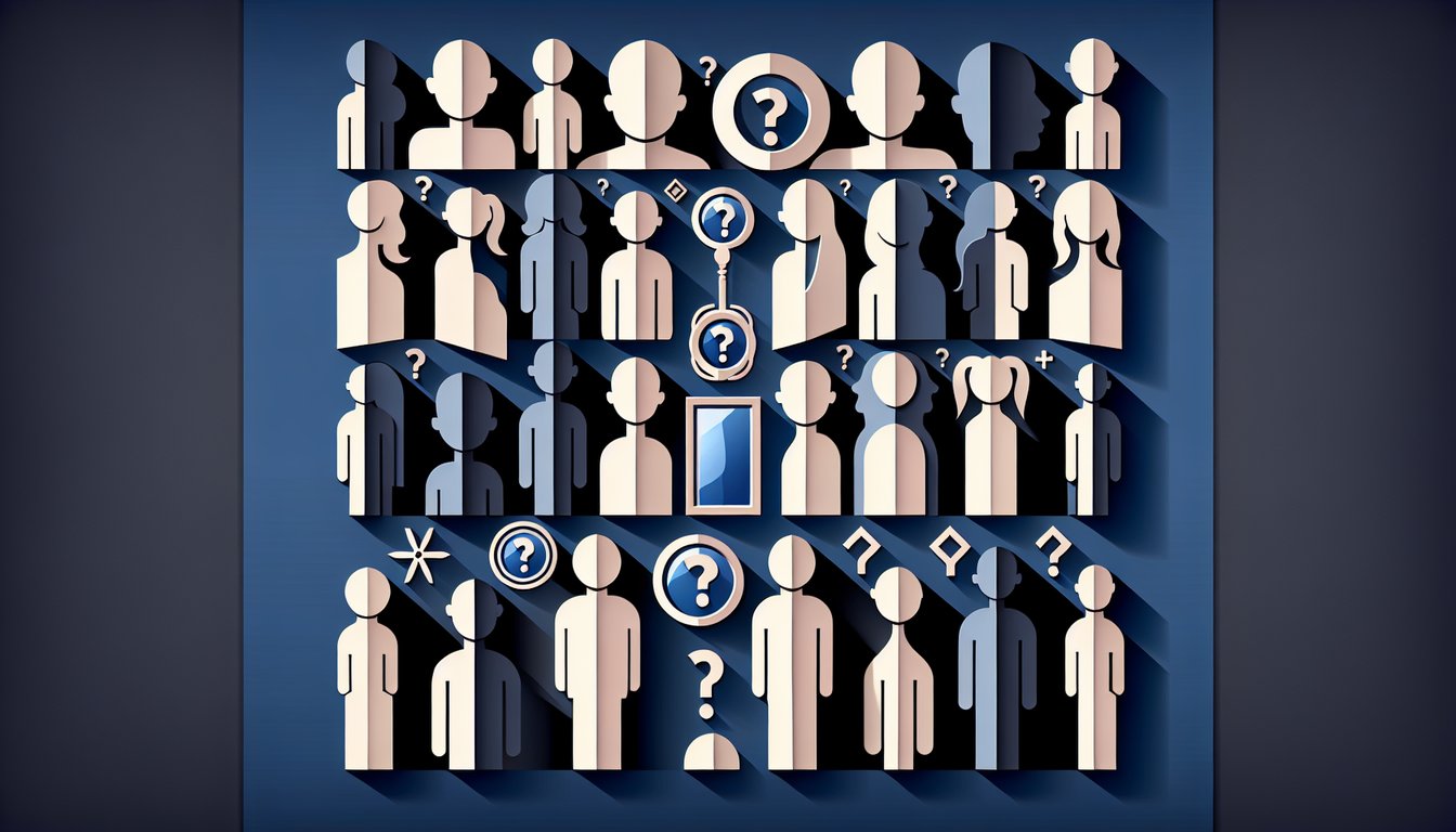 Paper art illustration of celebrity portraits and quiz elements on dark blue background inviting fun lookalike challenge
