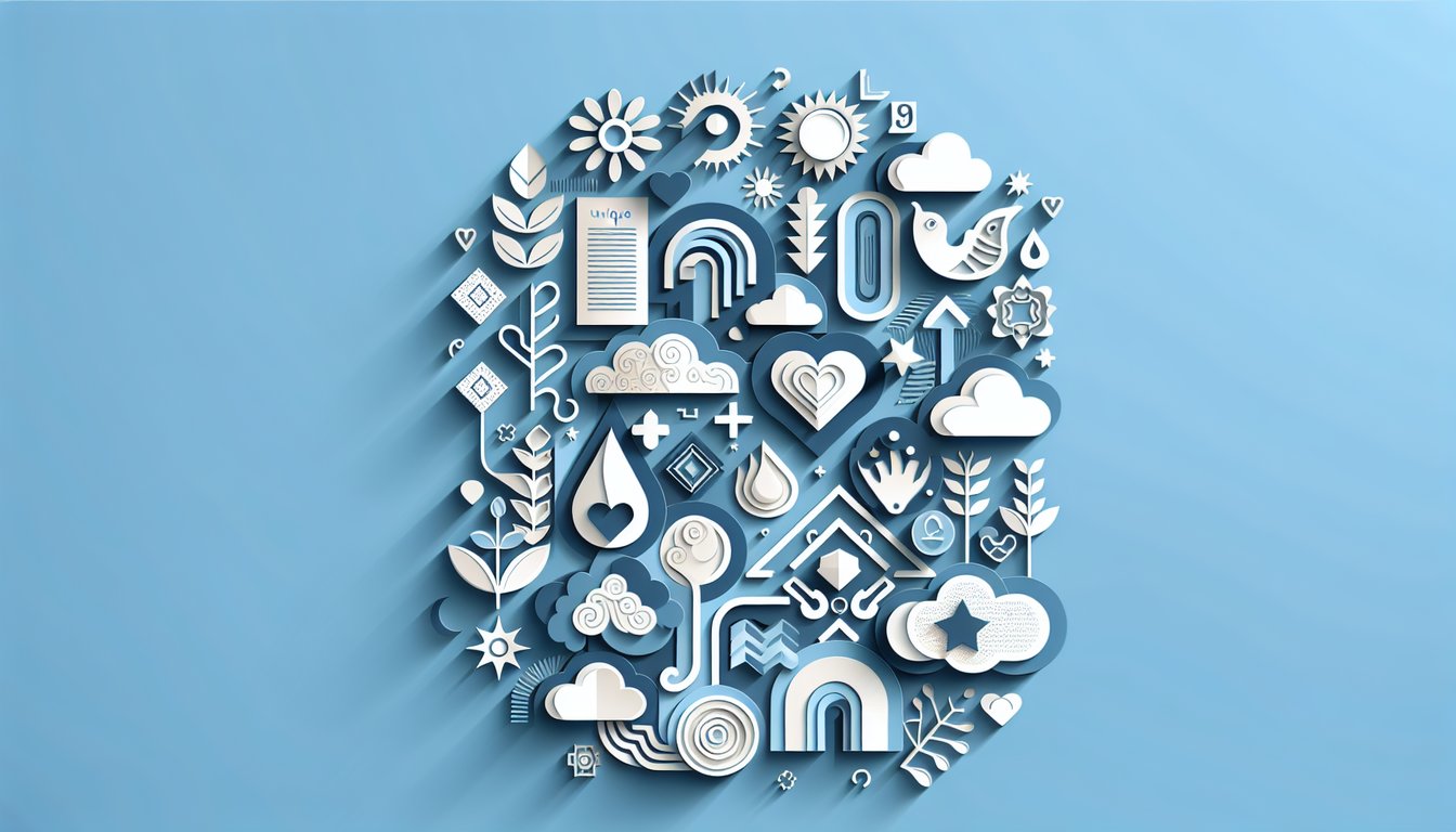 Paper art illustration for How Rare Am I quiz showcasing uniqueness and rare traits on sky blue background