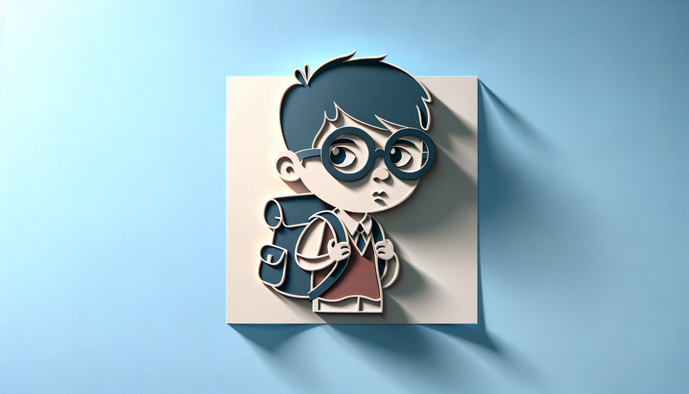 Paper art illustration for a quiz about assessing a brothers intelligence on a sky blue background.