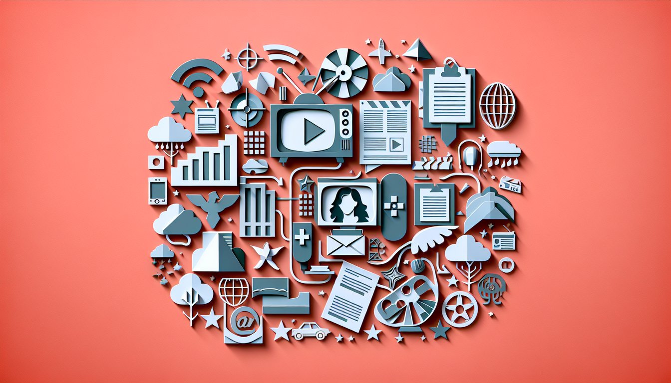 Paper art illustration of Netflix trivia quiz concept featuring quiz cards question marks and show icons on coral background