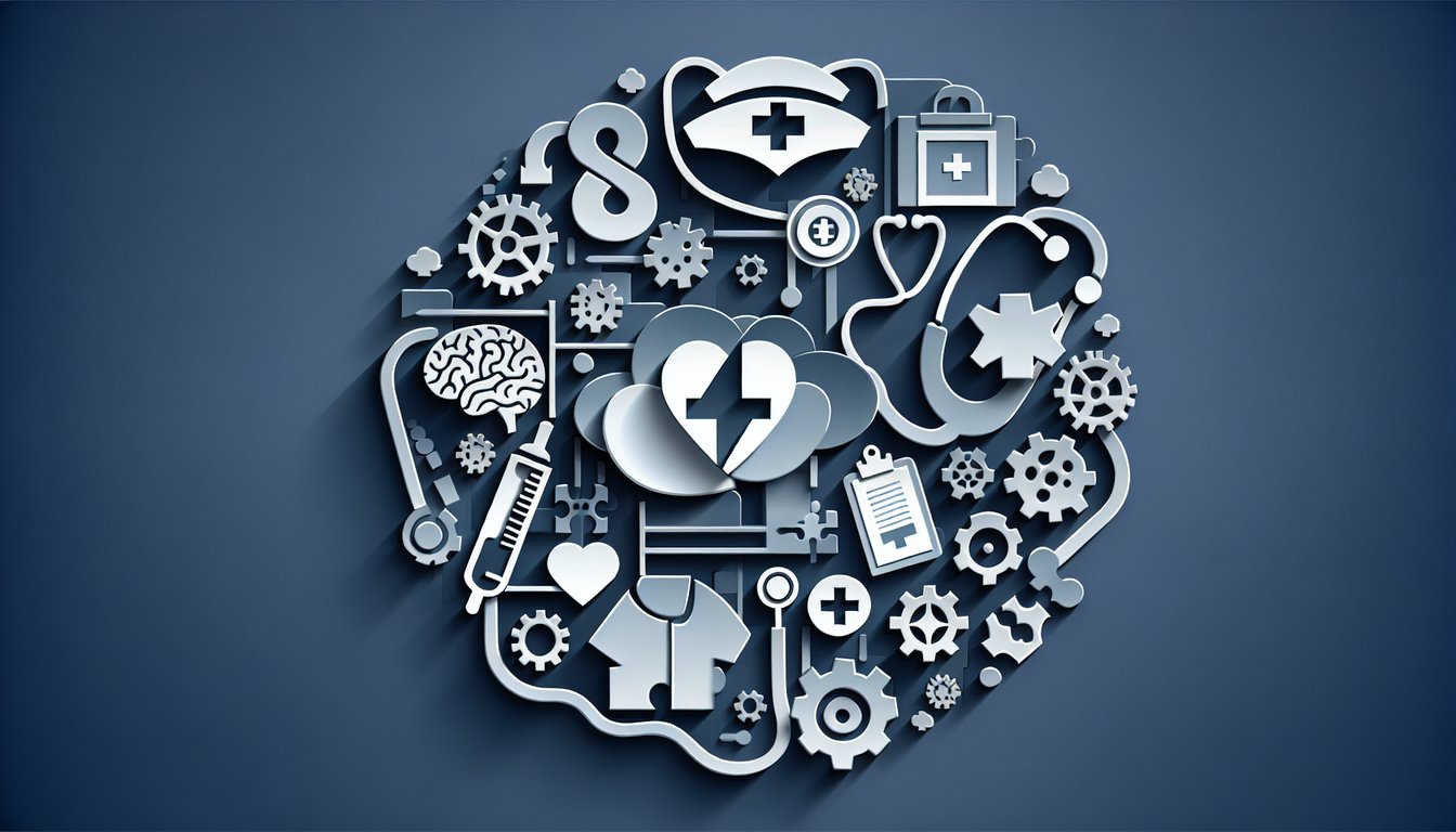 Paper art illustration of nurse and thought bubbles over dark blue background for a critical thinking nursing quiz
