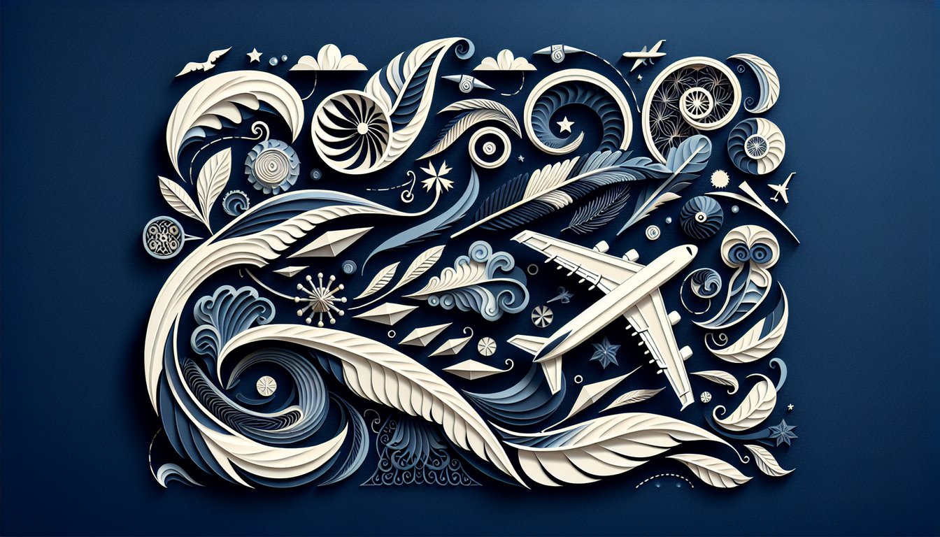 Colorful paper art depicting various principles of flight for a knowledge test quiz