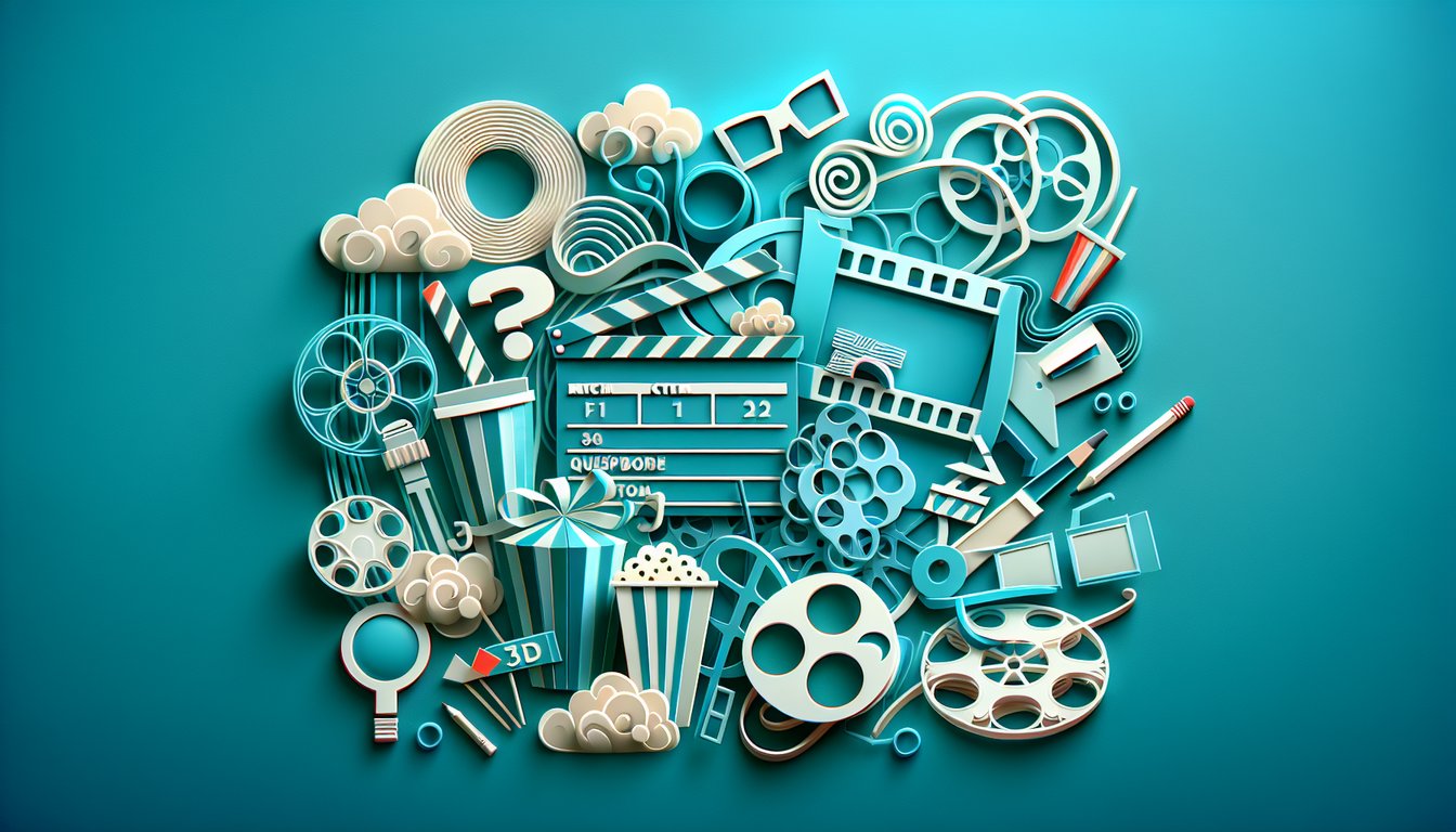 Paper art illustration for quiz to find your movie character match on a teal background