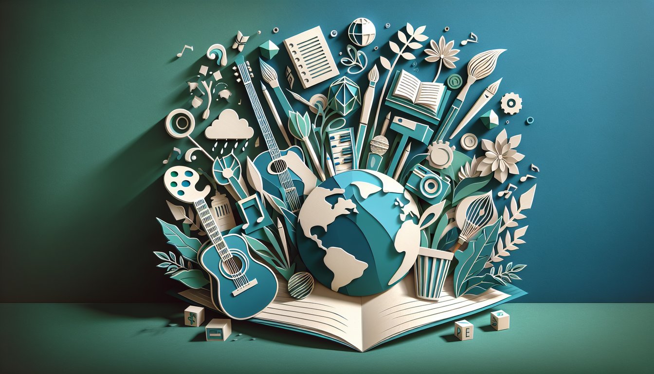 Paper art illustration for What Is My Passion quiz on teal background