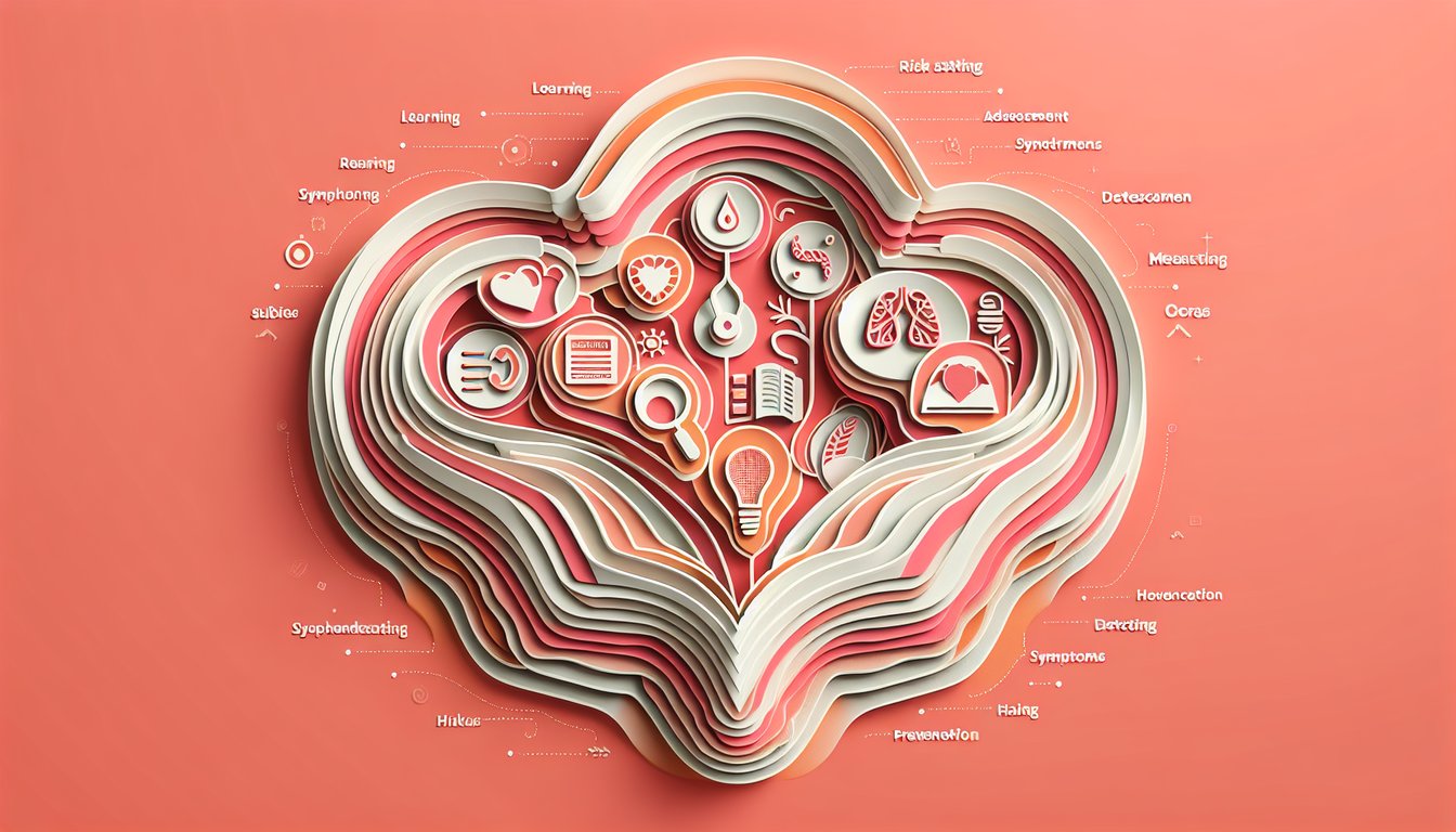 Paper art illustration for Do I Have Preeclampsia Quiz on coral background featuring stylized medical icons and quiz title